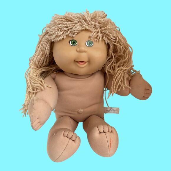 Vtg Cabbage Patch Kids Doll Blonde Hair Green Eyes Girl Dimples Play Along CPK - Picture 15 of 16